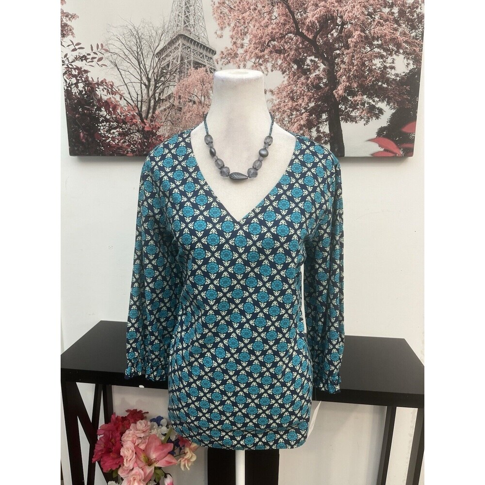 Croft & Barrow Women’s Tunic Blouse Size M Long Sleeve V Neck Floral 100% Cotton